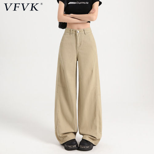 vfvk浅卡其色阔腿牛仔裤