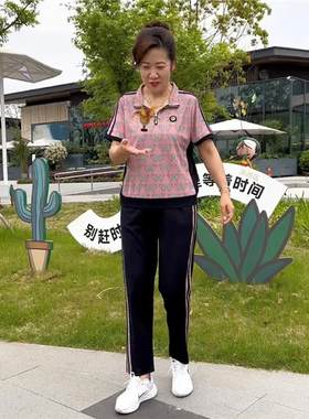 妈妈夏装短袖运动套装