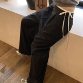 长裤 韩国chic2026秋季 高级面料撞色拼接腰头侧边拉链休闲百搭裤