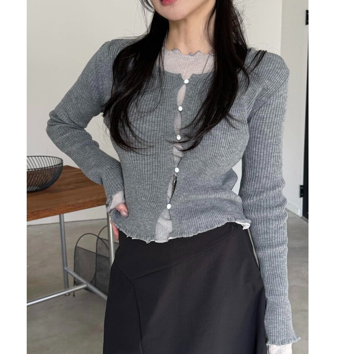 chic韩国2026春款显瘦净版单排扣短款长袖显瘦百搭长袖开衫女上衣