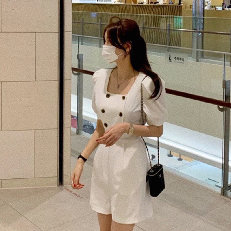 韩国chic2026夏季新品双排扣显瘦时尚百搭显瘦连体裤子女