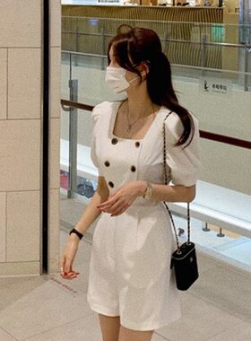 韩国chic2026夏季新品双排扣显瘦时尚百搭显瘦连体裤子女