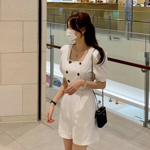 韩国chic2026夏季新品双排扣显瘦时尚百搭显瘦连体裤子女