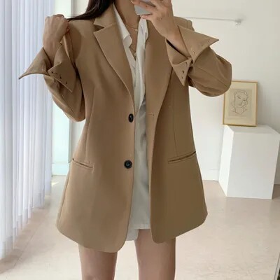 韩国chic 经典复古百搭宽松显瘦气质西装外套2026秋季新品开衫女