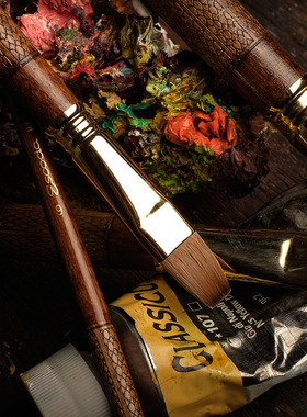 西班牙进口Escoda笔皇古典写实油画笔平头貂毛软毛油彩2920水彩笔