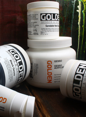 进口GOLDEN高登油画底料丙烯石膏打底白色3550沙粒型3551黑色3560