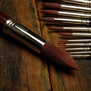 西班牙进口ESCODA尼龙毛圆尖头水彩笔勾线笔水粉丙烯画笔油画1975