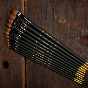 韩国进口Hwahong华虹油画笔貂毛古典写实油画笔半圆头平头套装 827