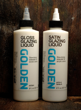 GOLDEN高登丙烯上光液3720亮光3721缎光稀释剂媒介GLAZING LIQUID
