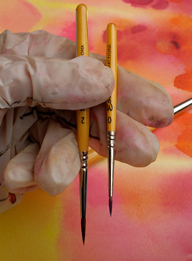 Escoda笔皇水彩笔圆尖头勾线笔松鼠毛斜峰刀型短杆画笔5506/5707