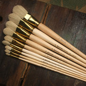 西班牙ESCODA笔皇油画笔加厚猪鬃长杆半圆头猫舌峰硬毛丙烯笔7040