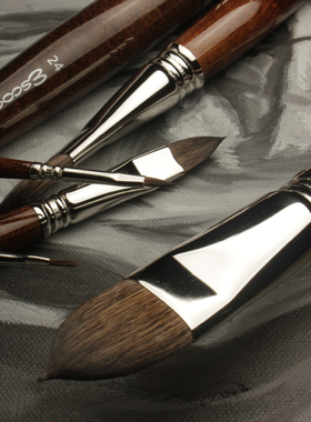 西班牙escoda笔皇水彩笔仿貂毛软猫舌峰半圆头水粉丙烯油画笔1541