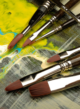 西班牙进口ESCODA笔皇油画笔扁平锋尼龙毛绘画专用短杆丙烯笔1950