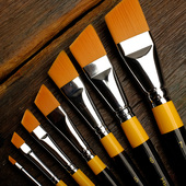 韩国进口hwahong华虹972刀型笔斜头设计用水粉笔尼龙毛水彩笔画线