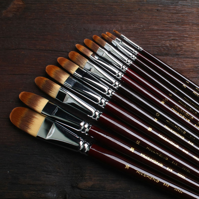 韩国进口华虹半圆头尼龙长杆画笔