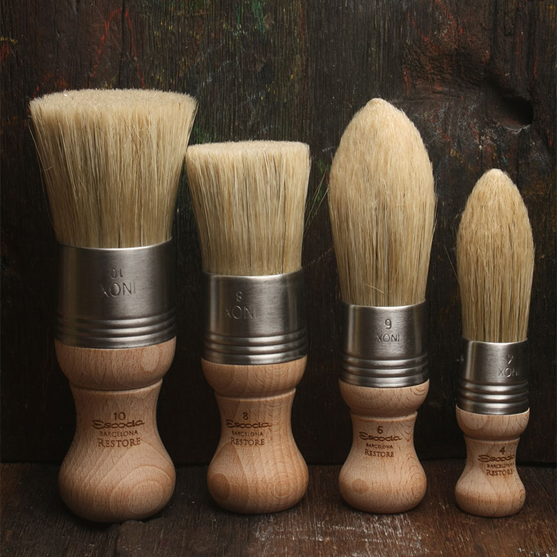 西班牙短柄猪鬃油画刷平头圆尖头