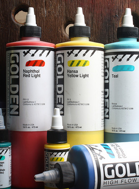 美国进口golden高登丙烯颜料高流质液体喷漆颜料diy手绘改色473ml