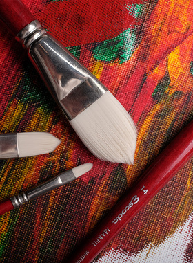 Escoda西班牙笔皇丙烯画笔进口纤维毛油画笔半圆头猫舌峰笔刷4460