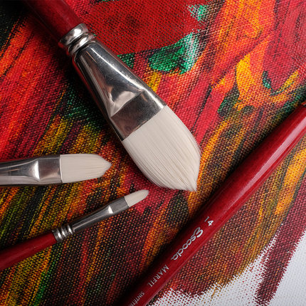 Escoda西班牙笔皇丙烯画笔进口纤维毛油画笔半圆头猫舌峰笔刷4460