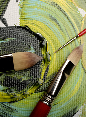 进口西班牙Escoda猫舌峰油画笔尼龙毛丙烯画笔3060长杆水粉水彩笔