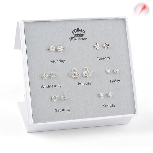 耳环925纯银一周耳钉礼盒高级感轻奢999银针天鹅耳饰生日礼物套装