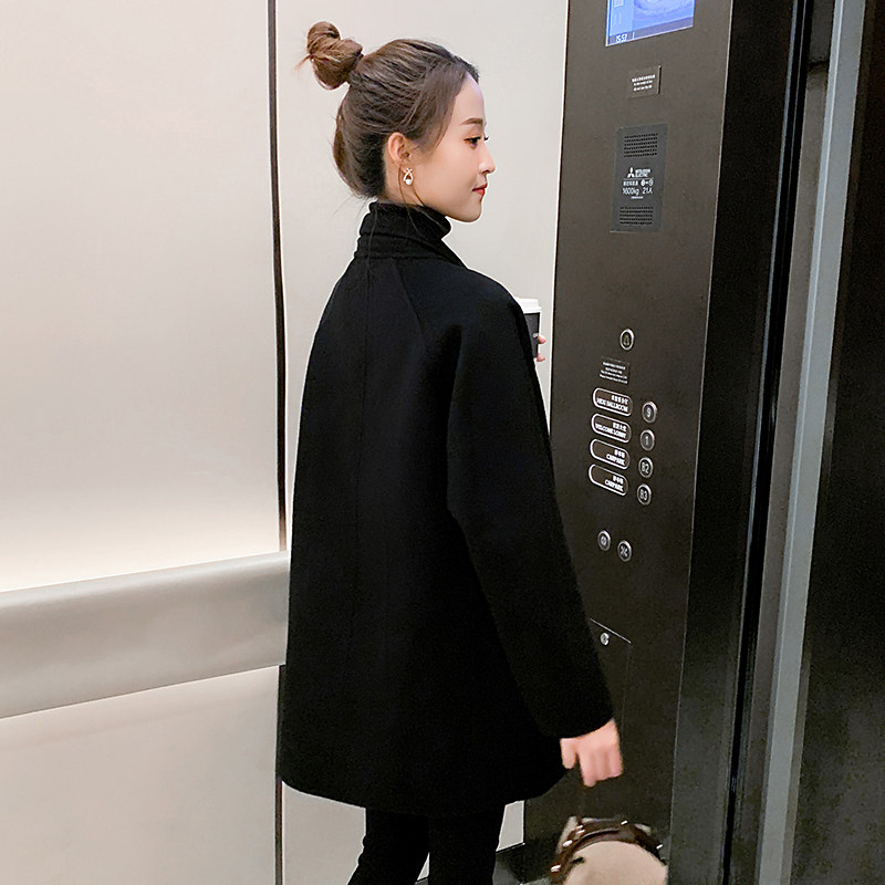黑色显瘦双面羊绒大衣女中长款2025春秋新款百搭西装毛呢外套爆款