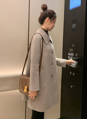 冬季新款双面羊绒呢子大衣中长款
