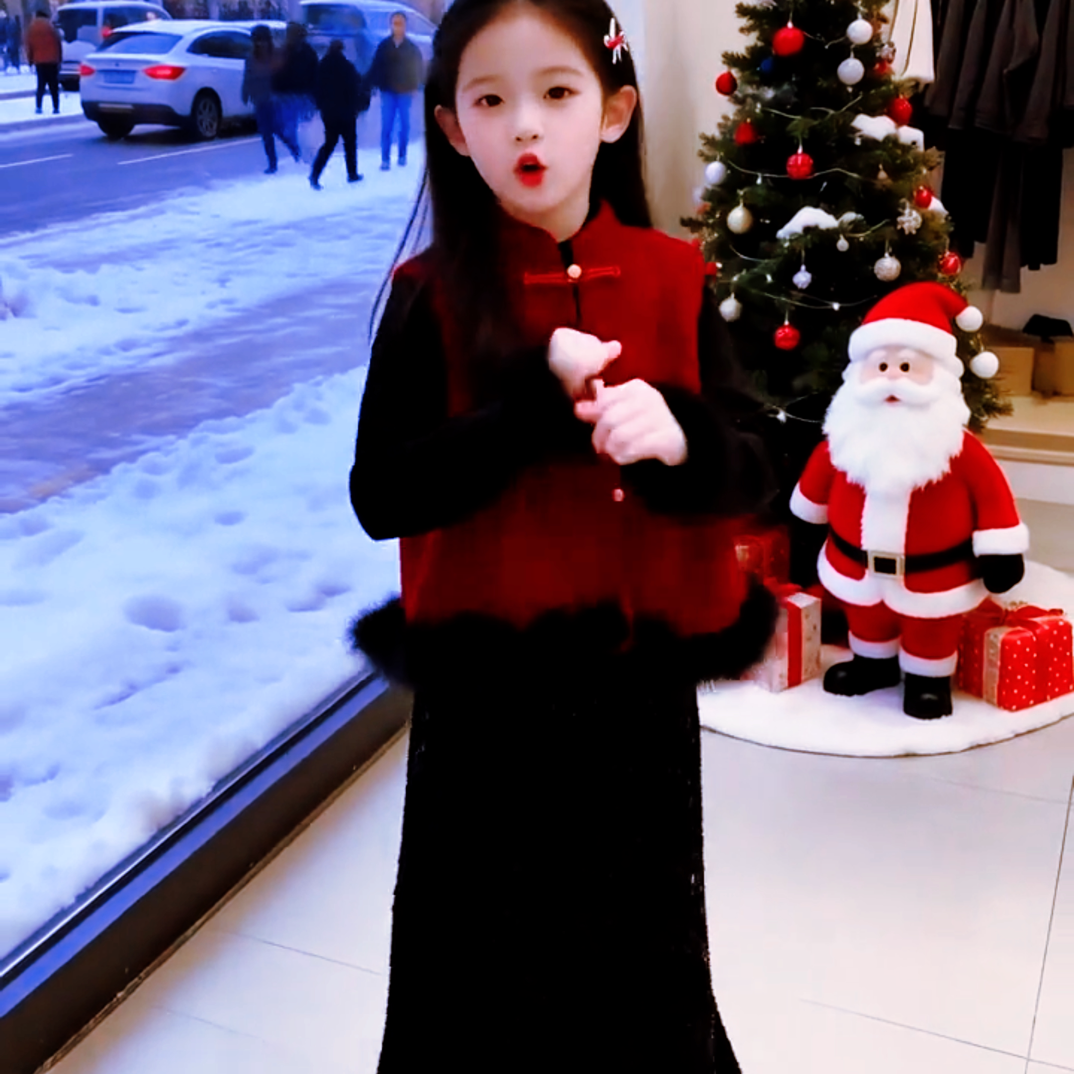 女童拜年服2025新款冬装新中式红色新年衣服战袍套装儿童过年服装