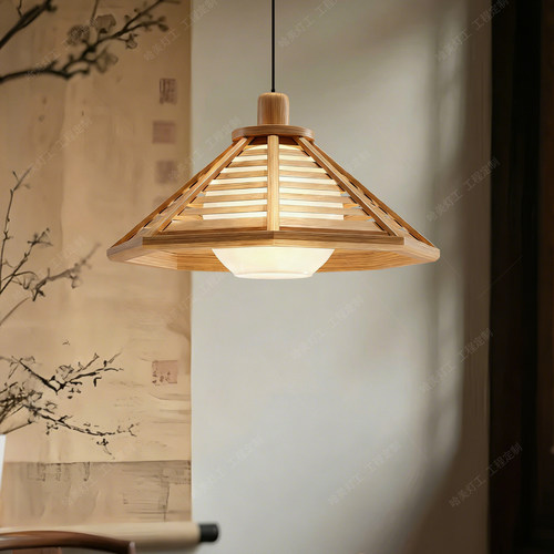 日式原木吊灯餐厅茶室民宿灯具