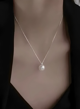 S925纯银淡水珍珠吊坠项链轻奢小众2025年新款爆款高级感女锁骨链