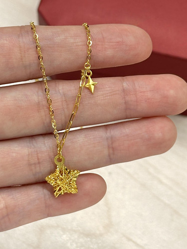 深圳水贝黄金999足金镂空星星碎金爆闪星星糖足金黄金吊坠女款