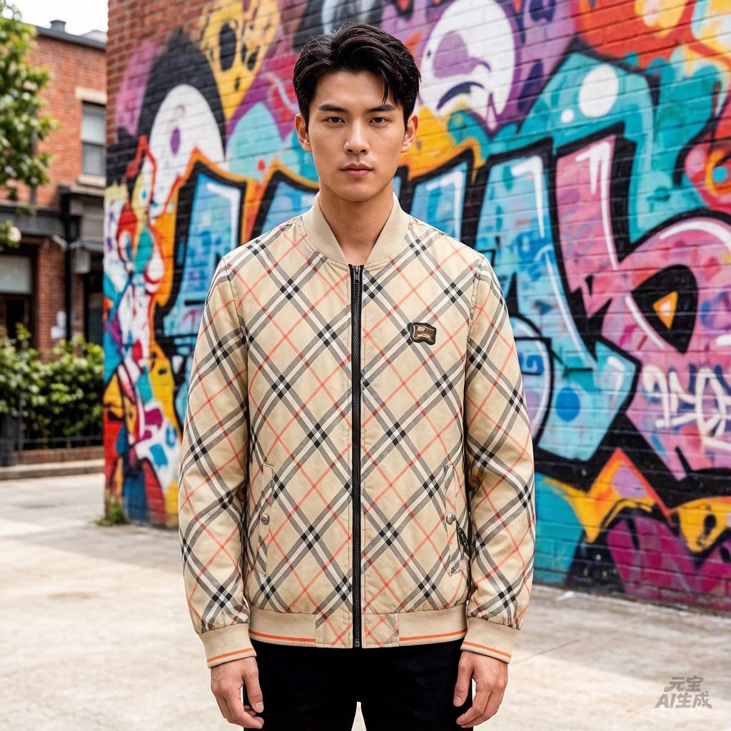 2026春装新款格纹夹克外套男装立领男士休闲格子夹克衫加大码加肥