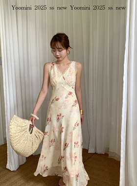 YOOMINI-型修身氛围感度假风2025夏新款长裙连衣裙Y10665-DSY杏花