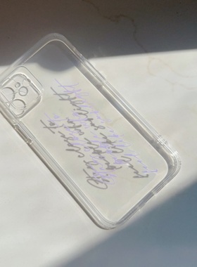 紫色文字透明苹果16promax手机壳nova14华为mate70简约pura70小米15红米k80软note14