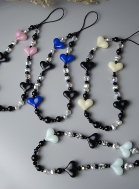 五彩大小爱心各种混色手机链