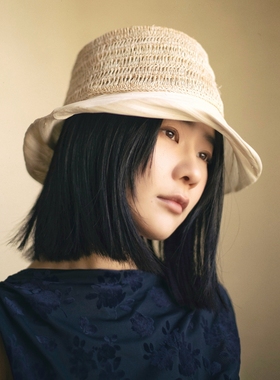 MING 百合の梦 l 春夏天然马尼拉麻和真丝焦麻不规则褶皱手工盆帽