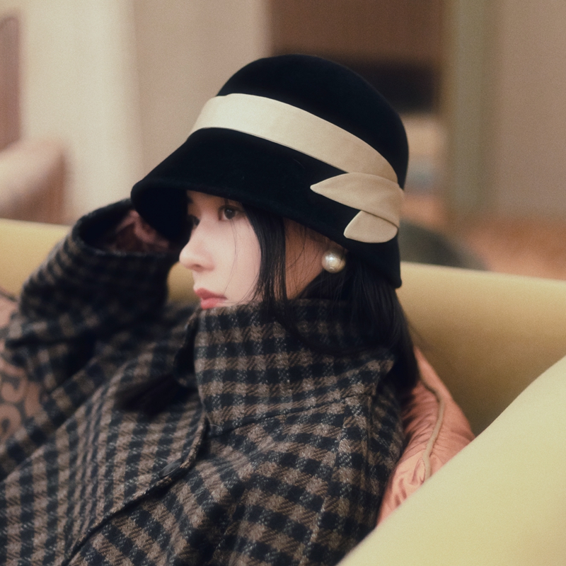 捷克进口兔毛毡复古秋冬钟形帽