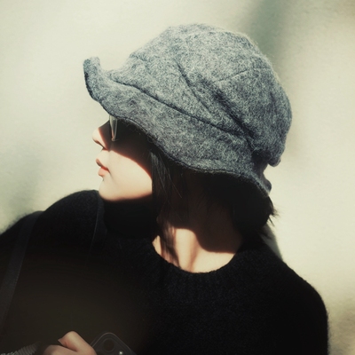 原创毛绒羊毛混秋冬盆帽女巫帽