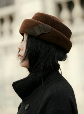 MING 日落大道二季 l 复古原创捷克兔毛和超细羊毛药盒帽毡帽秋冬