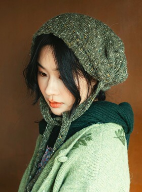 MING 神秘村 l 日本纱线质朴英伦传统点子纱手工棒针帽兜围脖护耳