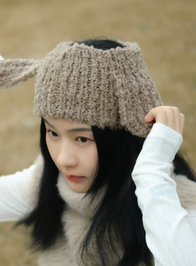MING 小羊艾达 l 可爱耳朵手工制羊毛混纺毛线护耳发带空顶帽