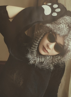 MING 动物伤感 l 帽子围巾手套一体可爱定制长毛绒秋冬保暖神器