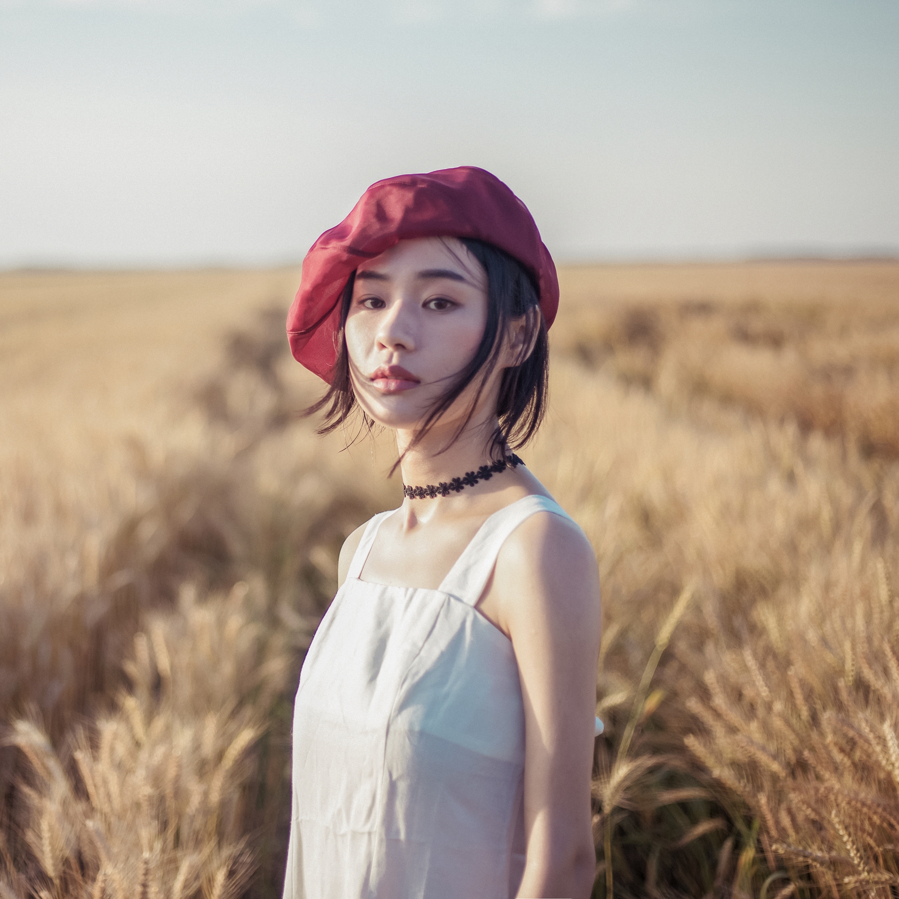 原创双层真丝梦幻造型贝雷帽