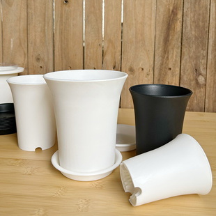 黑色圆形塑料盆多肉磨砂万象盆加厚高腰老桩成苗玉露十二卷控根盆