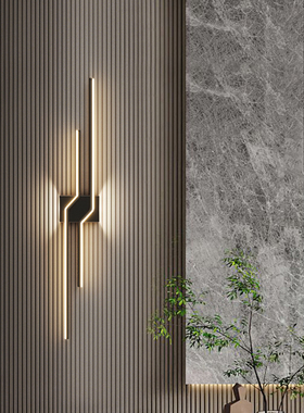 客厅背景墙壁灯简约现代轻奢格栅氛围灯极简卧室床头灯酒店过道灯