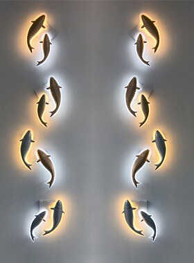 鹿角壁灯客厅卧室过道鱼形装饰灯床头个性创意工程中式火锅烤鱼店