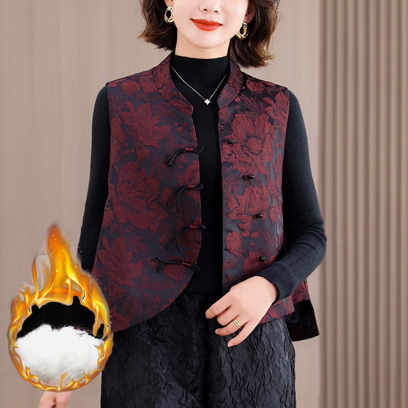 开衫新中式短款立领盘扣马甲春秋