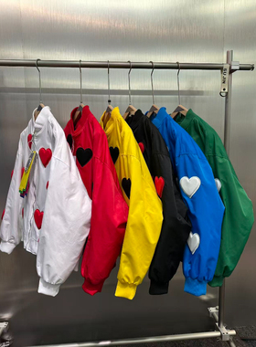 999 素3 心型 冬季潮牌男女短宽断面棒球领羽绒服外套 YR3908