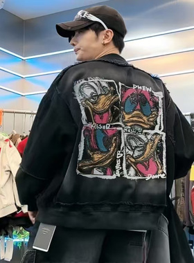 830-831 秋冬美式刺绣珠片针织拼接水洗牛仔棉服夹克外套 MF85067