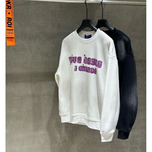 冬季男女加绒水洗扎染圆领卫衣